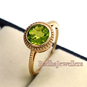 8 MM Round Natural Peridot Ring, 925 Sterling Silver Ring, August Birthstone, Solitaire Ring, Peridot Jewelry, Wedding Ring, Gift For Her