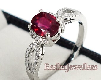 925 Sterling Silver, Natural Ruby Ring, Solitaire Ring, July Birthstone, Red Stone Ring, Proposal Ring, Anniversary Gift, Gift For Her