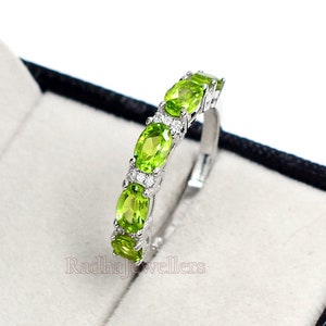 Natural Green Peridot Stackable Ring, 925 Sterling Silver, Peridot Engagement Ring, August Birthstone, Dainty Ring, Women Ring, Gift For Her