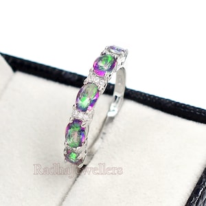 Mystic Topaz Ring, Rainbow Mystic Topaz Ring, 925 Sterling Silver, Topaz Stackable Ring, November Birthstone, Engagement Ring, Gift For Her