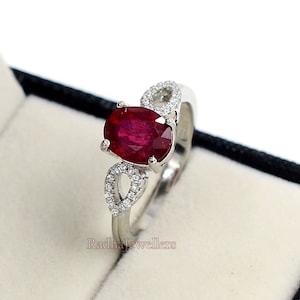 Ruby Ring, Natural Ruby Ring, 925 Sterling Silver, Ruby Jewelry, Ruby Solitaire Ring, July Birthstone, Engagement Ring, Gift For Her