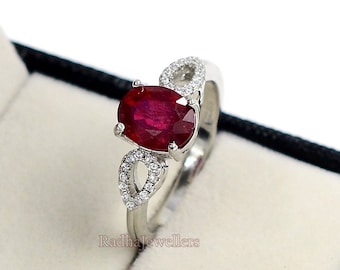 Ruby Ring, Natural Ruby Ring, 925 Sterling Silver, Ruby Jewelry, Ruby Solitaire Ring, July Birthstone, Engagement Ring, Gift For Her