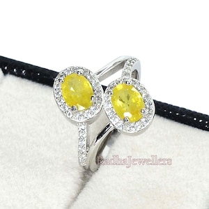 7x5 MM Natural Yellow Sapphire Ring, 925 Sterling Silver, September Birthstone, Yellow Sapphire Jewelry,  Engagement Ring, Anniversary Gift