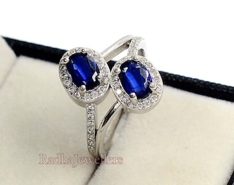 Natural Kyanite Ring, 925 Sterling Silver, Two Stone Ring, Statement Ring, Kyanite Jewelry, January Birthstone, Wedding Ring, Gift For Her