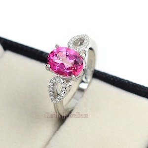 Pink Topaz Engagement Ring, 925 Sterling Silver, Solitaire Ring, November Birthstone, Topaz Jewelry, Women Ring, Proposal Ring, Gift For Her
