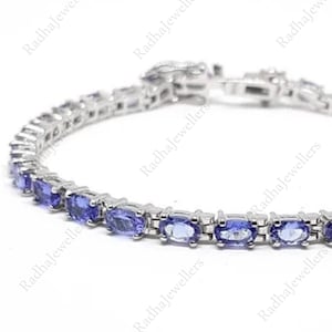 Natural Tanzanite Bracelet, 925 Sterling Silver, Tennis Bracelet, Tanzanite Jewelry, December Birthstone, Anniversary Gift, Gift For Her