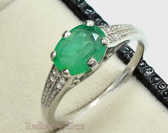Vintage Emerald Sterling Silver Chunky Wrap Statement Ring