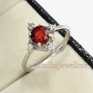 6 MM Natural Ruby Ring, 925 Sterling Silver, Solitaire Ring, Ruby Jewelry, Engagement Ring, July Birthstone, Anniversary Gift, Gift For Her