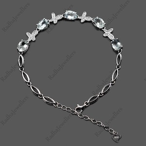 925 Sterling Silver, Natural Aquamarine Bracelet, Designer Adjustable Unisex Bracelet, March Birthstone, Aquamarine Jewelry, Gift For Her