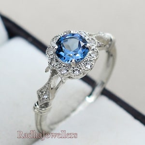 Natural London Blue Topaz Ring, 925 Sterling Silver, Statement Ring, December Birthstone, Proposal Ring, Anniversary Gift, Gift For Her