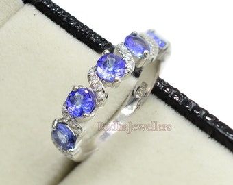 Unique Natural Tanzanite Ring, 925 Sterling Silver, December Birthstone, Stackable Ring, Tanzanite Jewelry, Engagement Ring, Gift For Women