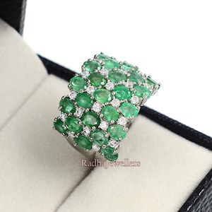 Natural Zambian Emerald Ring, 925 Sterling Silver Ring, Cocktail Ring, May Birthstone, Stackable Ring, Promise Ring, Gift For Her, Women