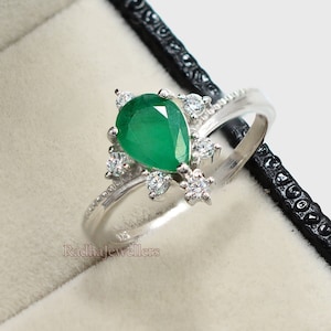 Natural Emerald Ring, 925 Sterling Silver, Statement Ring, May Birthstone, Emerald Jewelry, Solitaire Ring, Engagement Ring, Gift For Her
