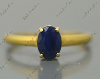 Natural Cut Blue Sapphire, 14K Solid Gold Ring, Promise Ring, September Birthstone Ring, Anniversary Gift, Sapphire Gold Ring, Gift For Her