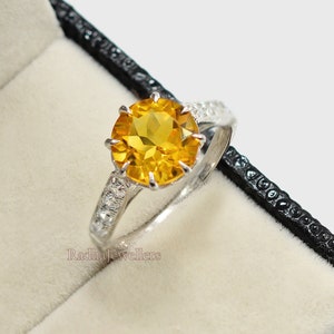 9 MM Round Cut Natural Citrine Ring, 925 Sterling Silver, Solitaire Ring, November Birthstone, Citrine Jewelry, Wedding Ring, Gift For Her