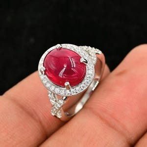 Natural Ruby Cabochon Ring, 925 Sterling Silver, Statement Ring, Ruby Jewelry, July Birthstone, Proposal Ring, Wedding Ring, Gift For Her