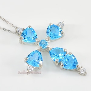 天然スイスブルートパーズペンダント、925スターリングシルバー、12月