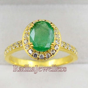 Natural Emerald Ring, 925 Sterling Silver, Solitaire Ring, May Birthstone, Emerald Jewelry, Wedding Ring, Anniversary Gift, Gift For Her