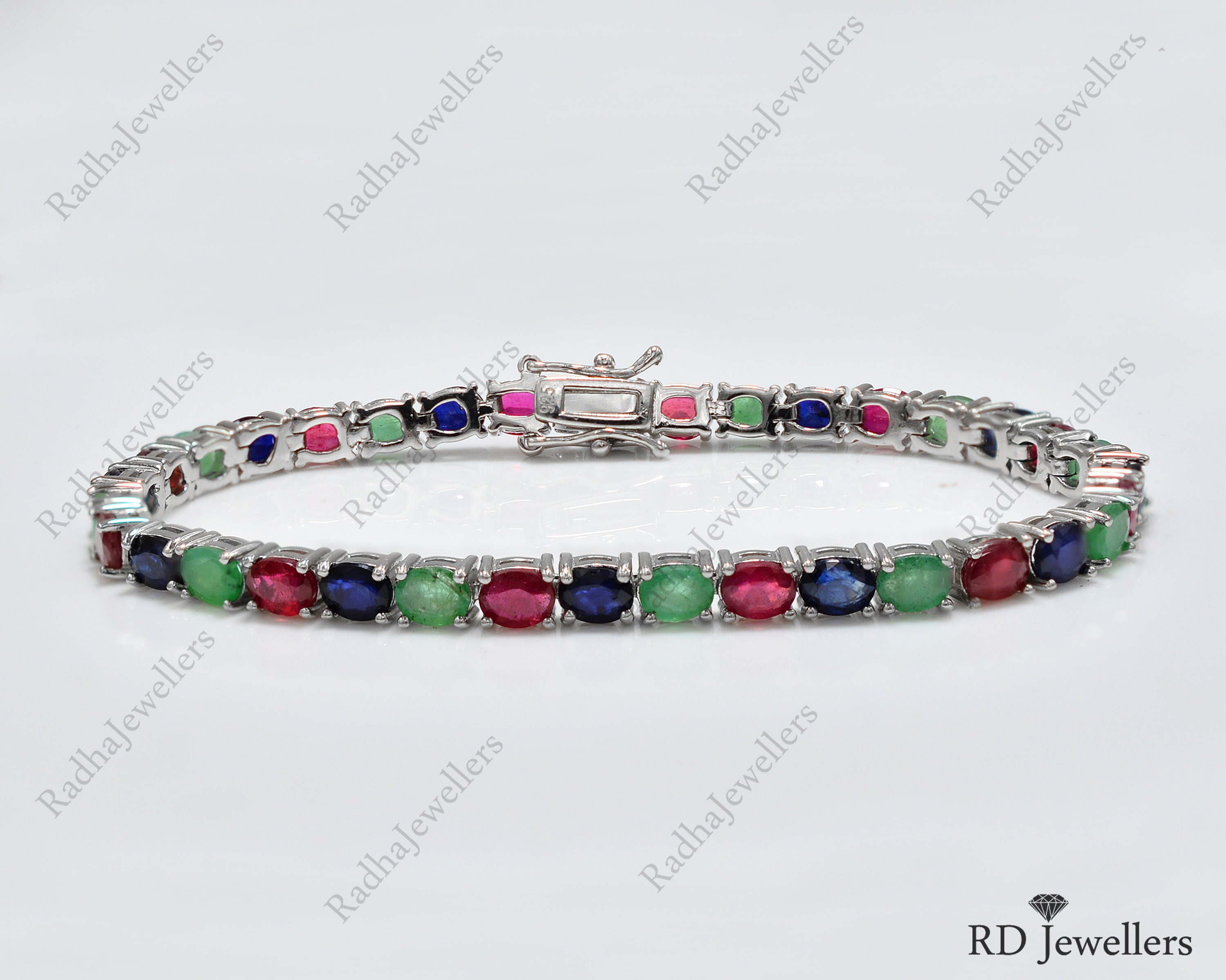 Emerald and 2024 sapphire bracelet