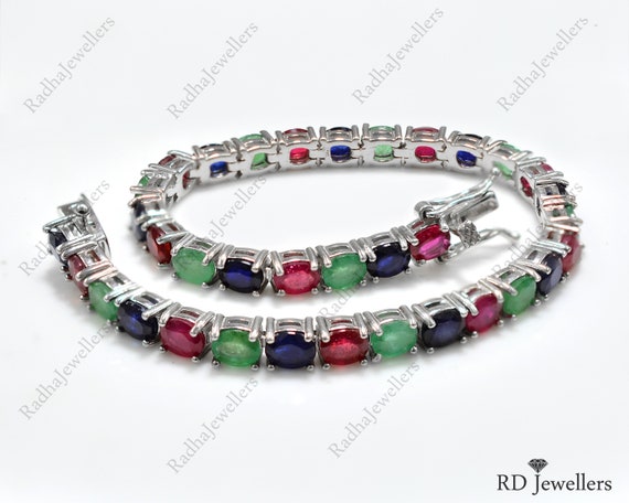 Rhodium Polish Natural Garnet Bracelet, 925 Silver Bracelet, Garnet Tennis  Bracelet, Bst - 393, 14.500grm at Rs 4500/piece in Jaipur