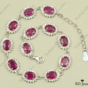 Natural Red Ruby Bracelet, 925 Sterling Silver, Chain Adjustable Bracelet, July Birthstone, Ruby Jewelry, Wedding Bracelet, Gift For Her