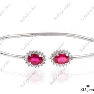 Natural Ruby Bangle, 925 Sterling Silver, Ruby Jewelry, July Birthstone, Gemstone Bangle, Bangle, Cuff Bangle, Birthday Gift, Gift For Her