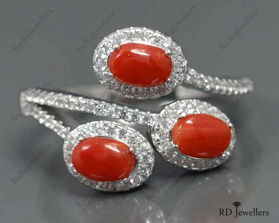 Natural Coral Ring Gemstone Jewelry 925 Silver Ring Coral Jewelry Red Color Ring Silver Jewelry May Birthstone Ring Engagement Ring Etsy
