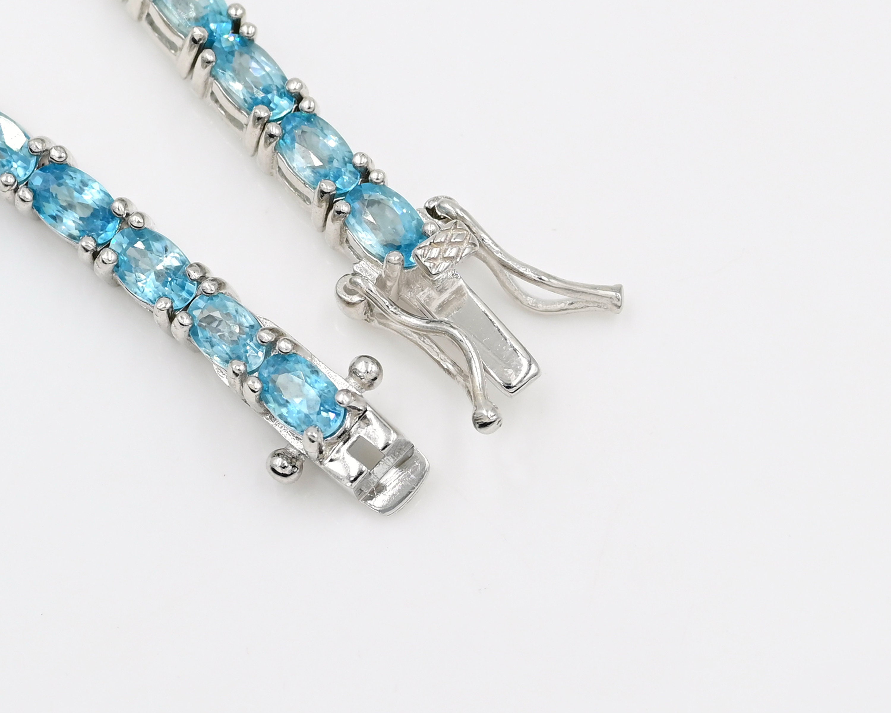 Blue Zircon Tennis Bracelet, Natural Cambodia Blue Zircon