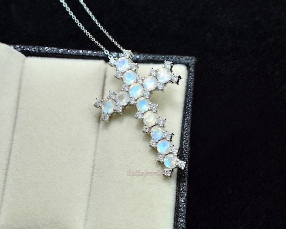 Moonstone cross necklace best sale