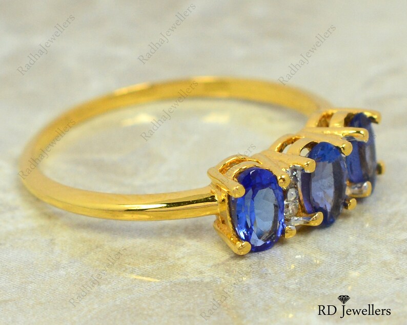 Natural Diamond /& Tanzanite 14k Solid Yellow Gold December Birthstone Tanzanite Diamond Gold Ring Gift For Loved One Christmas Gift