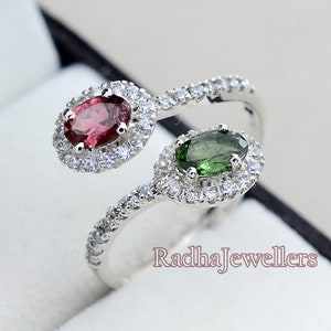 Natural Multi Color Tourmaline Ring, 925 Sterling Silver, Tourmaline Jewelry, October Birthstone, Statement Ring, Gift For Her, Wedding Ring