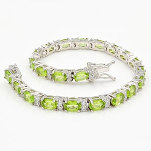 Natural Green Peridot Bracelet, 925 Sterling Silver, Tennis Bracelet, August Birthstone, Peridot Jewelry, Gift For Girlfriend, Gift For Her