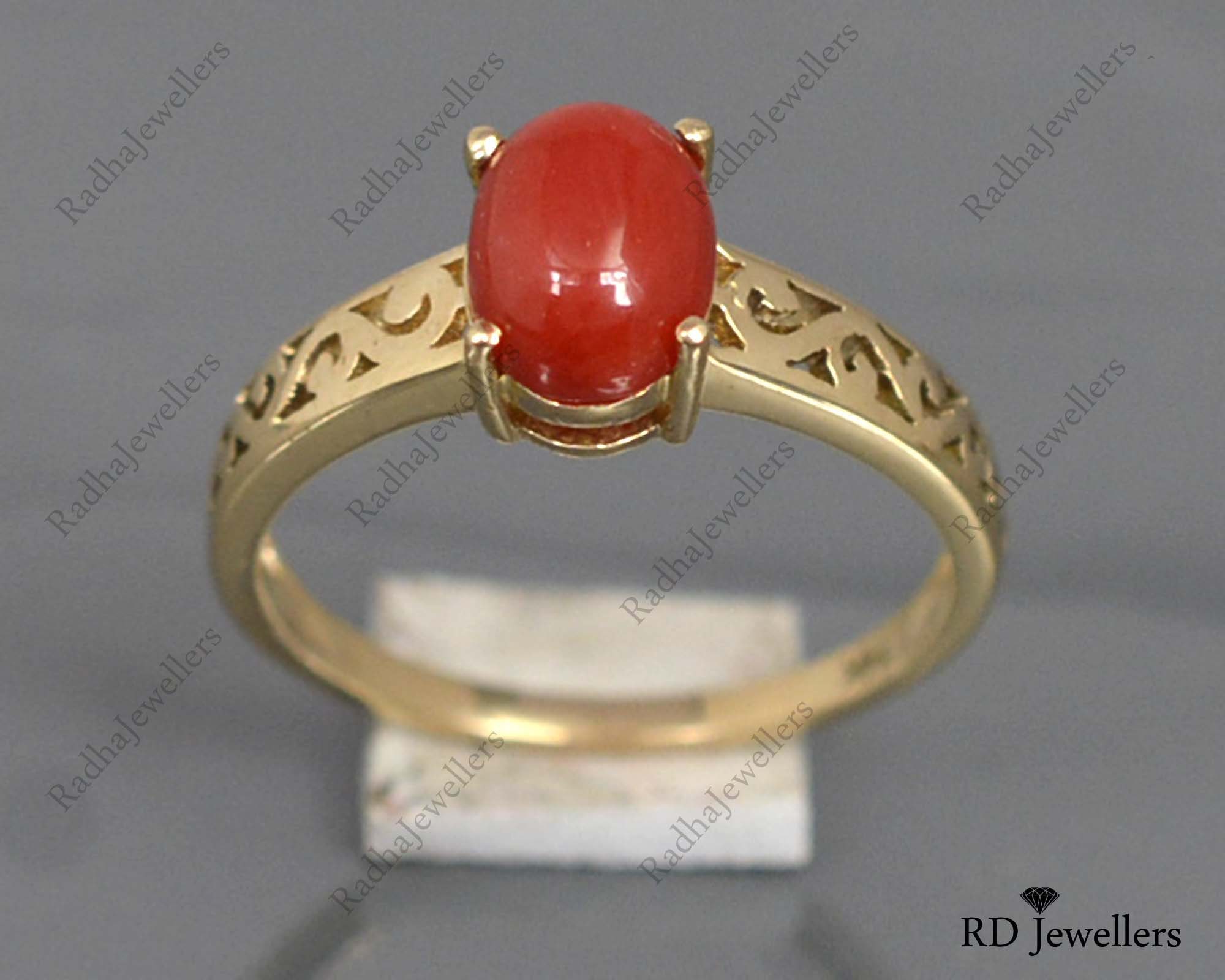 Red Coral Gemstone Ring, 4 G at Rs 140/piece in Jaipur | ID: 21359508955