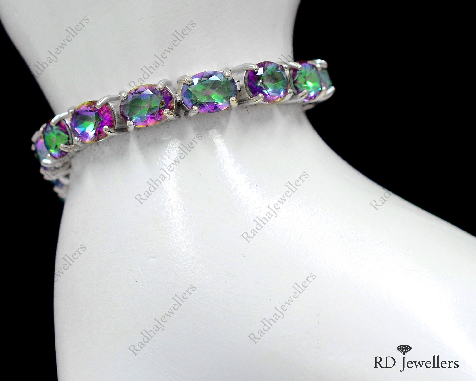 Bracciale Tennis In Topazio Mistico: Argento Sterling 925 - Foto 2