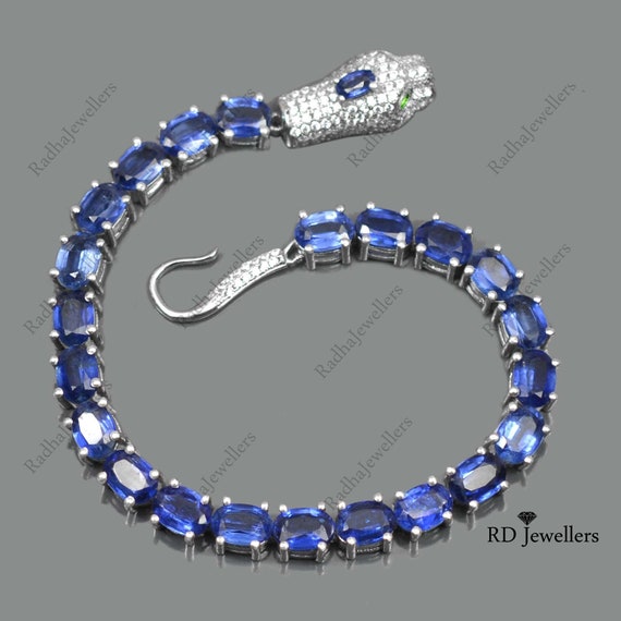 7x5 MM Natural Kyanite Bracelet, 925 Sterling Silver, Tennis