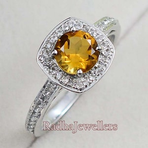 Natural Citrine Ring, 925 Sterling Silver, Solitaire Ring, Citrine Jewelry, November Birthstone, Birthday Gift, Wedding Ring, Gift For Her