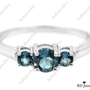 Natural London Blue Topaz Ring, 925 Silver Ring, Blue Gemstone Ring, Statement Ring, Solitaire Ring, December Birthstone Ring, Wedding Ring