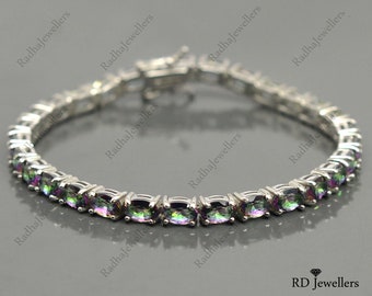 Mystic Topaz Bracelet, 925 Sterling Silver, Tennis Bracelet, Mystic Topaz Jewelry, November Birthstone , Christmas Gift, Wedding Bracelet