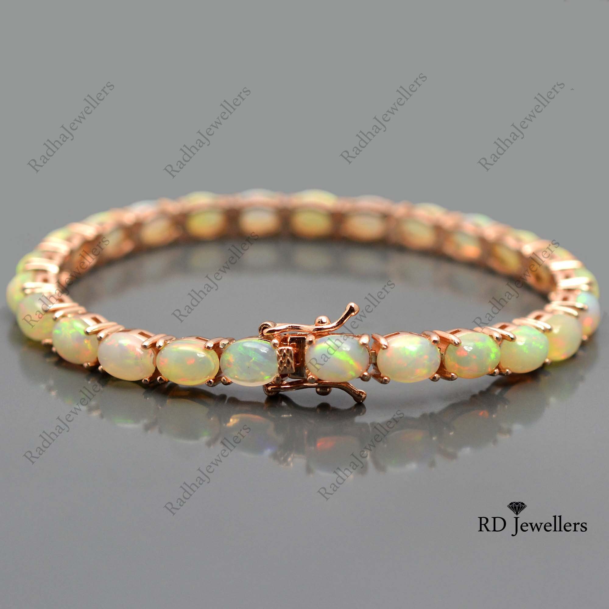 Natural Opal Bracelet 925 Silver Bracelet Tennis Bracelet Etsy