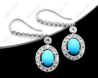 Boucles d'oreilles turquoise naturelle d'Arizona, Boucles d'oreilles en argent sterling 925, Bijoux turquoise, Pierre de naissance de décembre, Boucles d'oreilles, Boucles d'oreilles de mariée