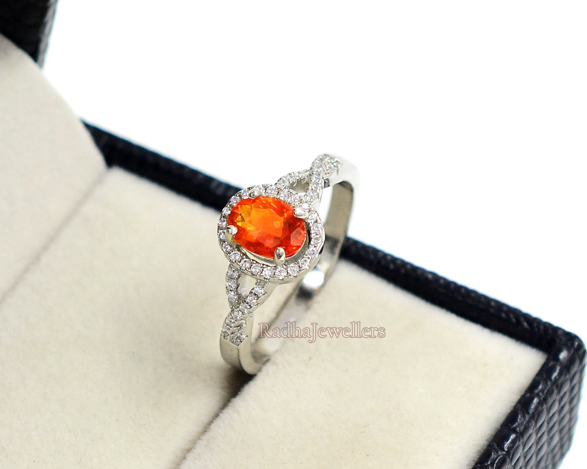 プラチナ　天然ファイヤーオパールリング　メキシコオパール　10月誕生石 天然メキシコ産ファイヤーオパールリング、925スターリングシルバー