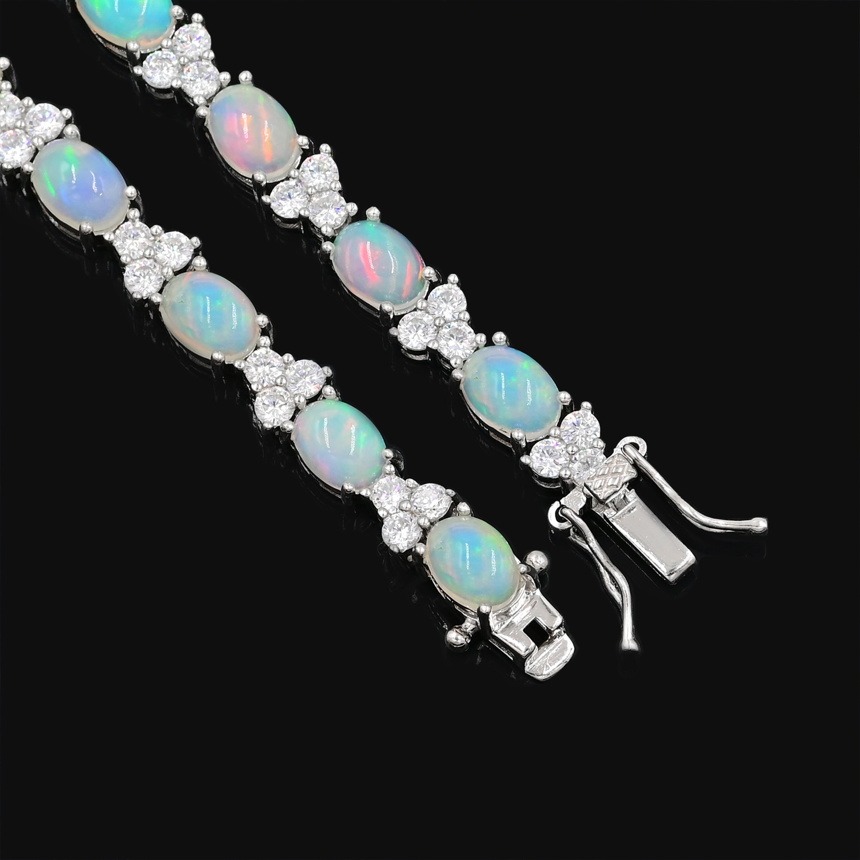 天然エチオピア産ウェロオパールカボションブレスレット、925