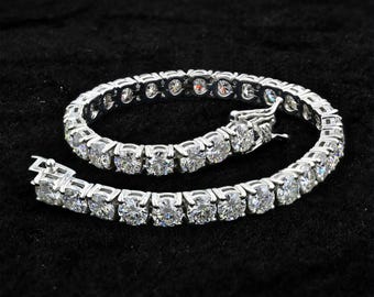 Pulseira de tênis de moissanita de 5 mm, prata esterlina 925, joias de moissanita, pulseira de casamento, pedra de nascimento de abril, presente para ela, presente de aniversário