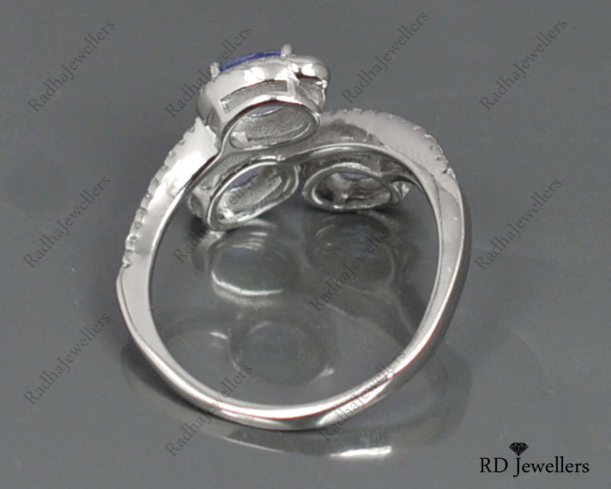 V3 Jewelry 925 Sterling Silver with Round Shape Natural Tanzanite Solitaire Ring main image 1