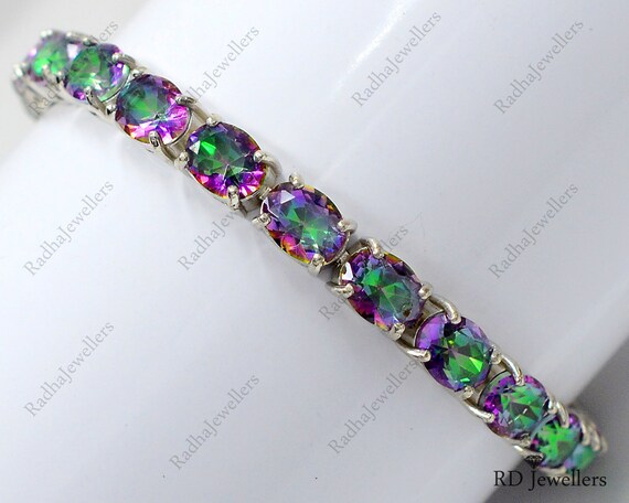 Mystic Topaz Bracelet 925 Sterling Silver Tennis Bracelet
