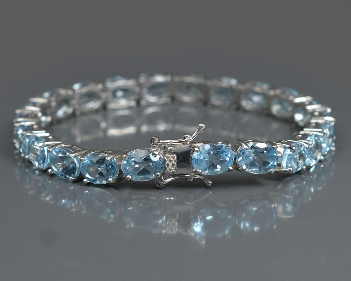 Natural Sky Blue Topaz Bracelet 925 Silver Bracelet Tennis | Etsy