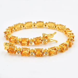 Pulsera de citrino natural, plata de ley 925, pulsera de tenis de citrino, piedra natal de noviembre, pulsera con dijes, pulsera de novia, regalo para ella