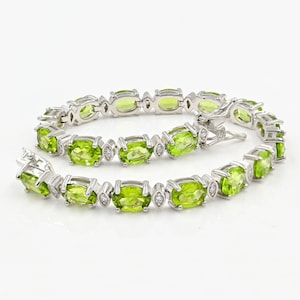 Natural Peridot Bracelet, 925 Sterling Silver, Tennis Bracelet, Peridot August Birthstone, Peridot Jewelry, Bridal Bracelet, Gift For Her