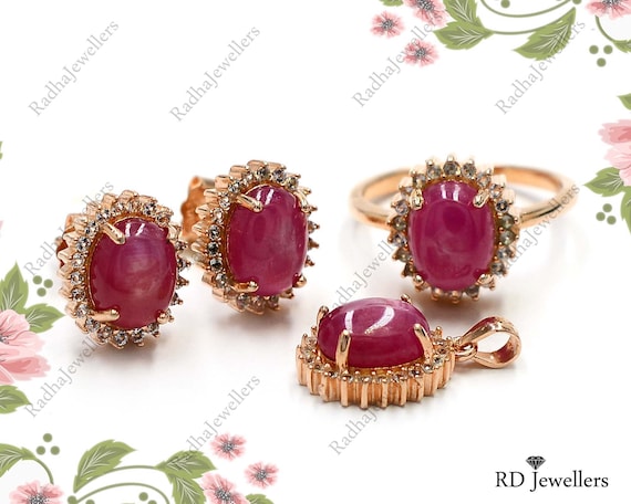 Cabochon Ruby, Ruby with Diamond Earrings Set in 18 Karat White Gold  Settings For Sale at 1stDibs