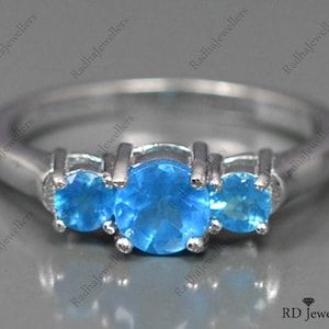 Natural Neon Apatite Ring, 925 Silver Ring, Gemstone Ring, Statement Ring, Neon Apatite Jewelry, February Birthstone Ring, Anniversary Gift